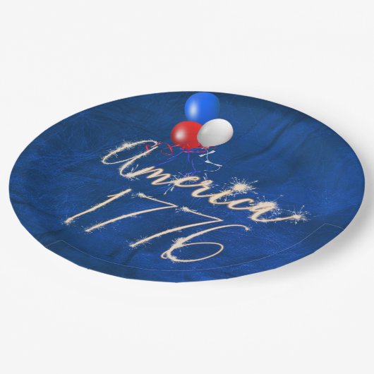 Assiettes En Carton 4 juillet Party Sparkler Blue (Angle)