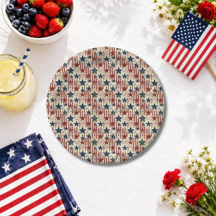 Assiettes En Carton 4 juillet patriotique, étoiles bandes, Americana