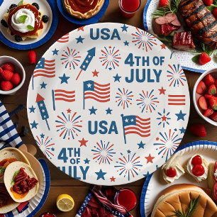 Assiettes En Carton 4 juillet patriotique 🇺 🇸   Feux d'artifice, Éto