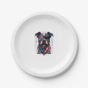 Assiettes En Carton 4 juillet Patriotique Staffordshire Bull Terrier D