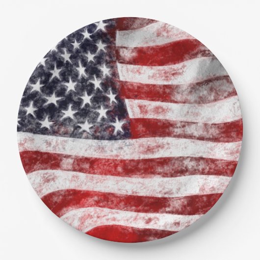 Assiettes En Carton 4 juillet Plaques en papier pique-nique, drapeau a (Devant)