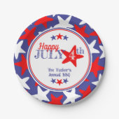 Assiettes En Carton 4 juillet Quatrième Étoiles Rouge Blanc Bleu Patri (Devant)