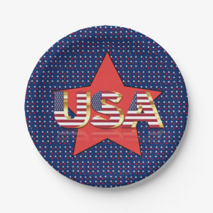 Assiettes En Carton 4 juillet Rouge Blanc Bleu Patriotique USA
