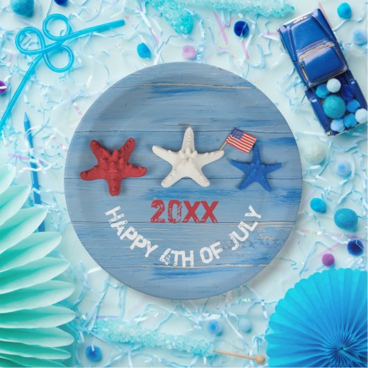Assiettes En Carton 4 juillet Starfish (Fête)