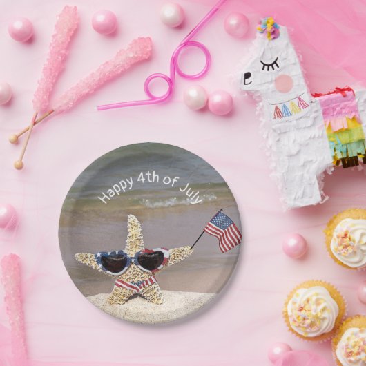 Assiettes En Carton 4 juillet Starfish avec drapeau américain (Fête)
