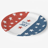 Assiettes En Carton 4 juillet texte rouge, blanc et bleu avec étoiles (Angle)