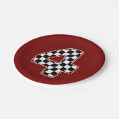 Assiettes En Carton 4e anniversaire À damiers numéro 4 Voiture Racing  (Angle)