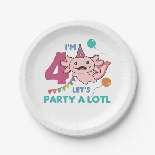 Assiettes En Carton 4e anniversaire Axolotl 4 ans douces Axolotls (Devant)
