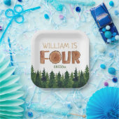 Assiettes En Carton 4e anniversaire Nom aquarelle Arbres verts (Fête)