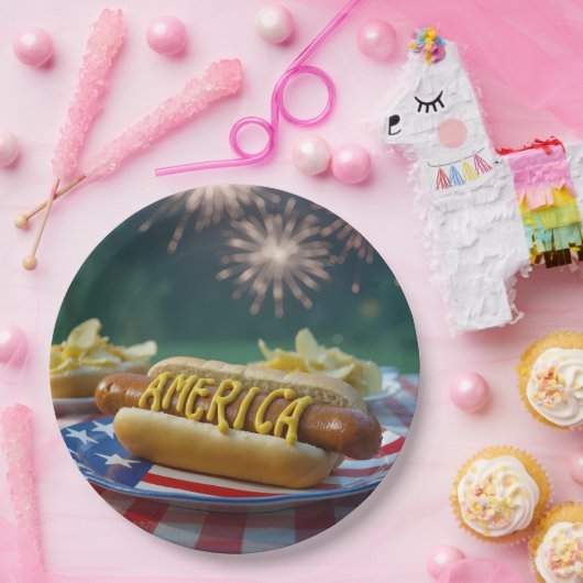 Assiettes En Carton 4th of July Picnic With Fireworks (Fête)