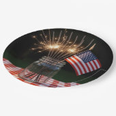 Assiettes En Carton 4th of July Sparklers With American Flag (Angle)