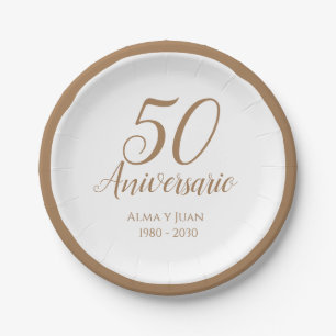Assiettes En Carton 50 Aniversario Espagne Cinquantième Anniversaire 