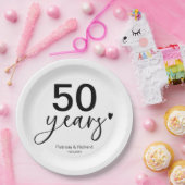 Assiettes En Carton 50 Anniversaire Mariage Noir Et Blanc (Fête)