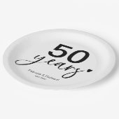 Assiettes En Carton 50 Anniversaire Mariage Noir Et Blanc (Angle)