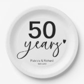 Assiettes En Carton 50 Anniversaire Mariage Noir Et Blanc (Devant)