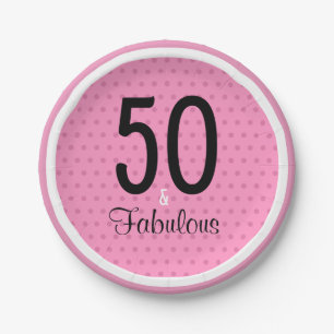 Assiettes En Carton 50 ans et fabuleux - Anniversaire rose moderne et 