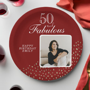 Assiettes En Carton 50 ans et Fabuleux Paillettes Dorées Photo 50e Ann