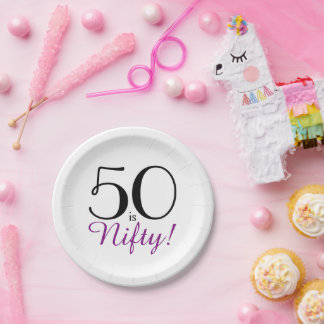 Assiettes En Carton 50, c'est Nifty ! Plaque papier de la fête du 50e