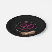 Assiettes En Carton 50 cinquantième fête d'anniversaire noire rose (Angle)