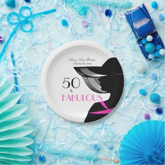 Assiettes En Carton 50 et anniversaire élégant d'art déco fabuleux (Fête)