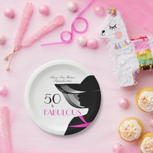 Assiettes En Carton 50 et anniversaire élégant d'art déco fabuleux (Fête)