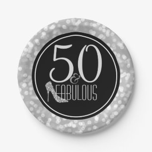 Assiettes En Carton 50 et cinquantième fête d'anniversaire d'argent 