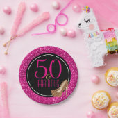 Assiettes En Carton 50 et cinquantième fête d'anniversaire de rose | (Fête)