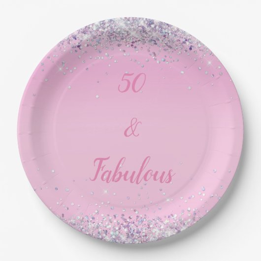 Assiettes En Carton 50 et fabuleuse Parties scintillant holographique (Devant)