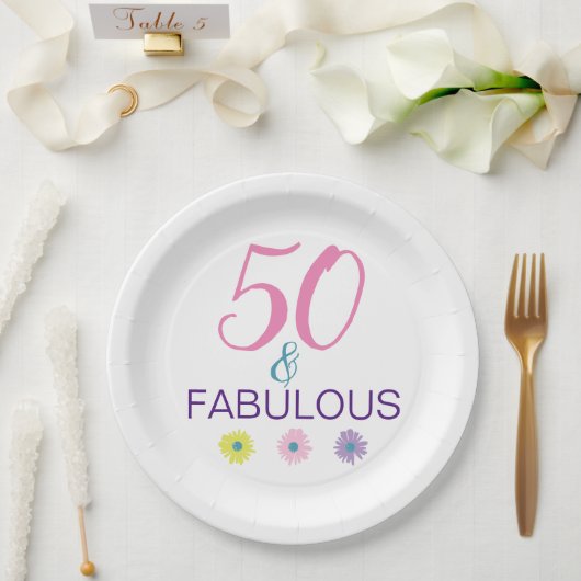 Assiettes En Carton 50 et fabuleux 50e anniversaire Fun (Mariage)