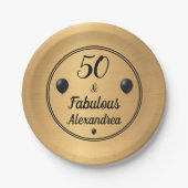 Assiettes En Carton 50 et fabuleux 50e anniversaire Gold Black (Devant)