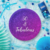 Assiettes En Carton 50 Et Fabuleux Anniversaire rose violet Cool Parti (Fête)