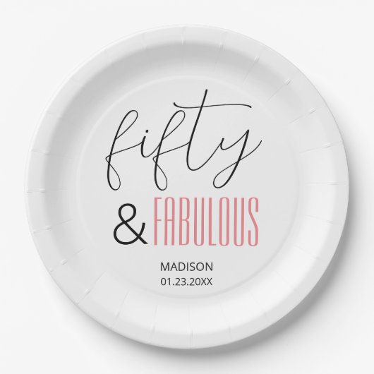 Assiettes En Carton 50 et fabuleux Custom 50e Anniversaire Script mode (Devant)