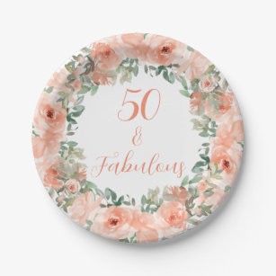 Assiettes En Carton 50 et fabuleux Elégant Pêcher Plate de papier flor