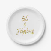 Assiettes En Carton 50 et fabuleux Gold Foil Anniversaire (Devant)