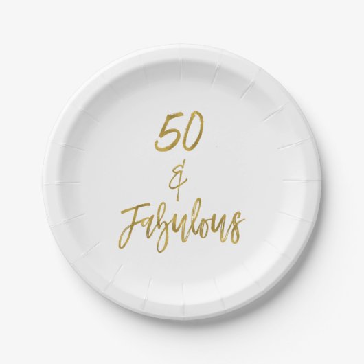 Assiettes En Carton 50 et fabuleux Gold Foil Anniversaire (Devant)