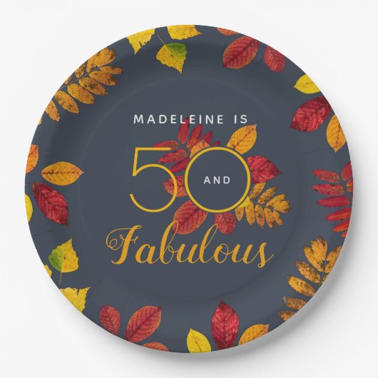 Assiettes En Carton 50 Et Fabuleux Partis D'Automne Anniversaire (Devant)