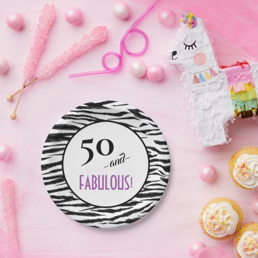 Assiettes En Carton 50 et FABULEUX ! Retro Zebra Imprimer Anniversaire (Fête)