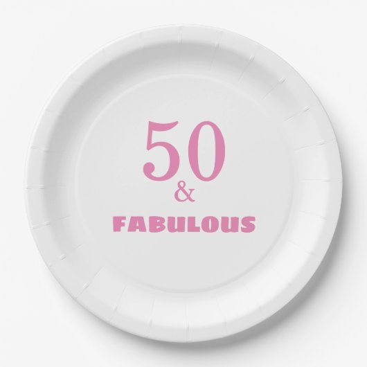 Assiettes En Carton 50 Et Fabuleux Rose élégant Cool de fête d'anniver (Devant)