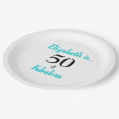 Assiettes En Carton 50 et Fabuleux Turquoise fête d'anniversaire (Angle)