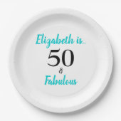 Assiettes En Carton 50 et Fabuleux Turquoise fête d'anniversaire (Devant)