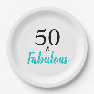 Assiettes En Carton 50 et Fabuleux Turquoise fête d'anniversaire