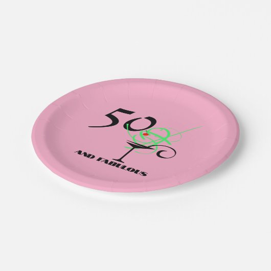 Assiettes En Carton 50 et Fabulous anniversaire cosmo martini fête (Angle)