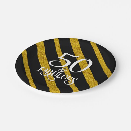 Assiettes En Carton 50 et Fabulous Black and Gold (Angle)