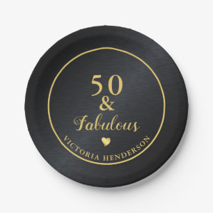 Assiettes En Carton 50 et Fabulous Black and Gold Birthday