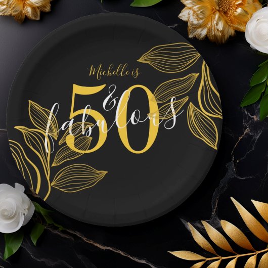 Assiettes En Carton 50 et Fabulous Black & Gold Plaque en papier moder