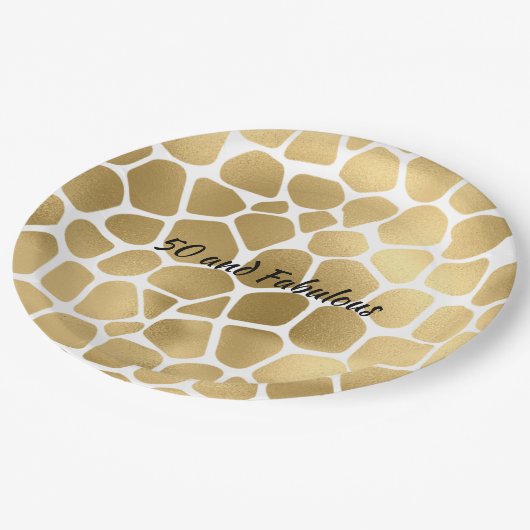 Assiettes En Carton 50 et Fabulous Gold Giraffe Imprimer Abstrait (Angle)