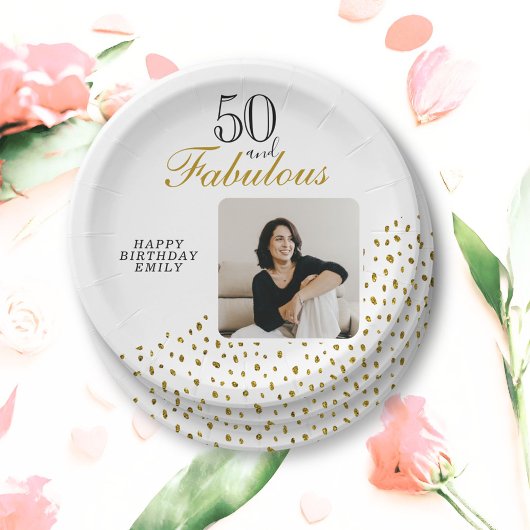 Assiettes En Carton 50 et Fabulous Gold Parties scintillant Photo 50e