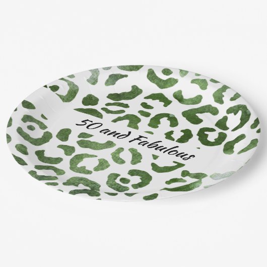 Assiettes En Carton 50 et Fabulous Green Cheetah Imprimer Abstrait (Angle)