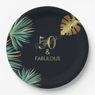 Assiettes En Carton 50 et Fabulous Green Gold Feuilles fête d'anniver