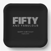 Assiettes En Carton 50 et Fabulous Moderne Noir Blanc fête d'anniversa (Recto)